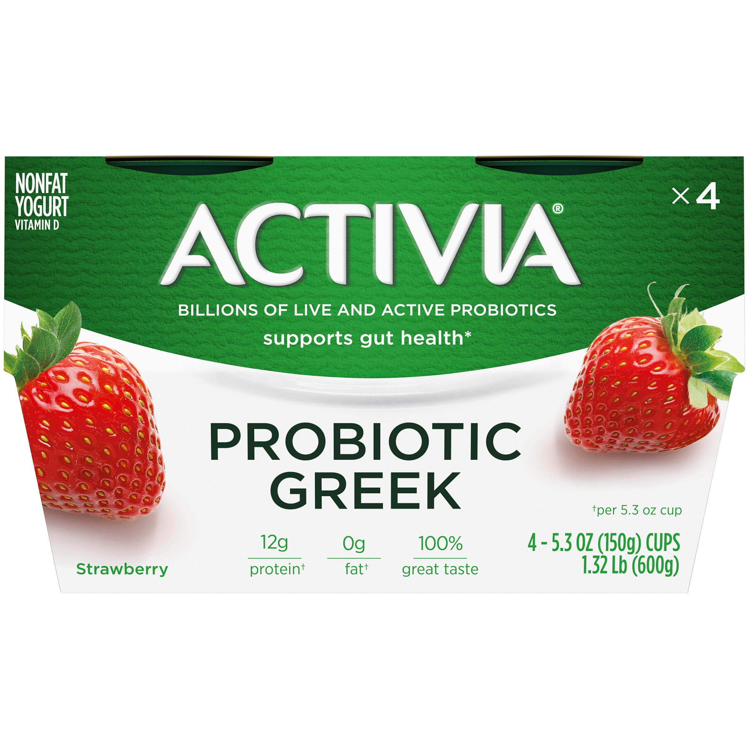 Activia® Vanilla Probiotic Greek Nonfat Yogurt, 4 ct / 5.3 oz - Mariano's