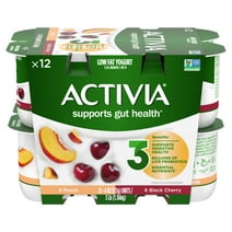 Activia Peach and Black Cherry Probiotic Yogurt, Lowfat Yogurt Cups, 4 oz, 12 Count