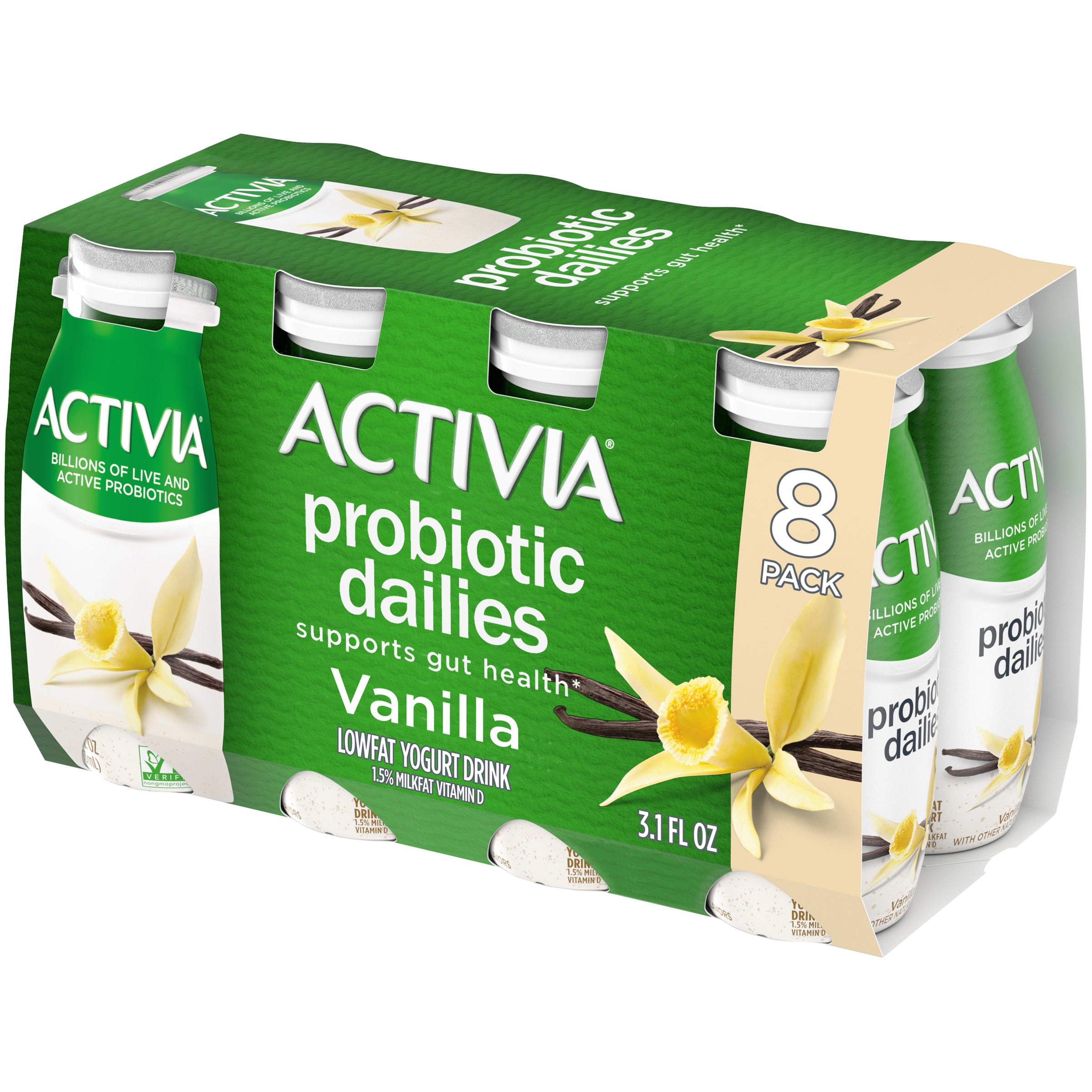 Activia Probiotic Dailies Vanilla Lowfat Probiotic Yogurt Drinks, 3.1 fl  oz, 8 Count