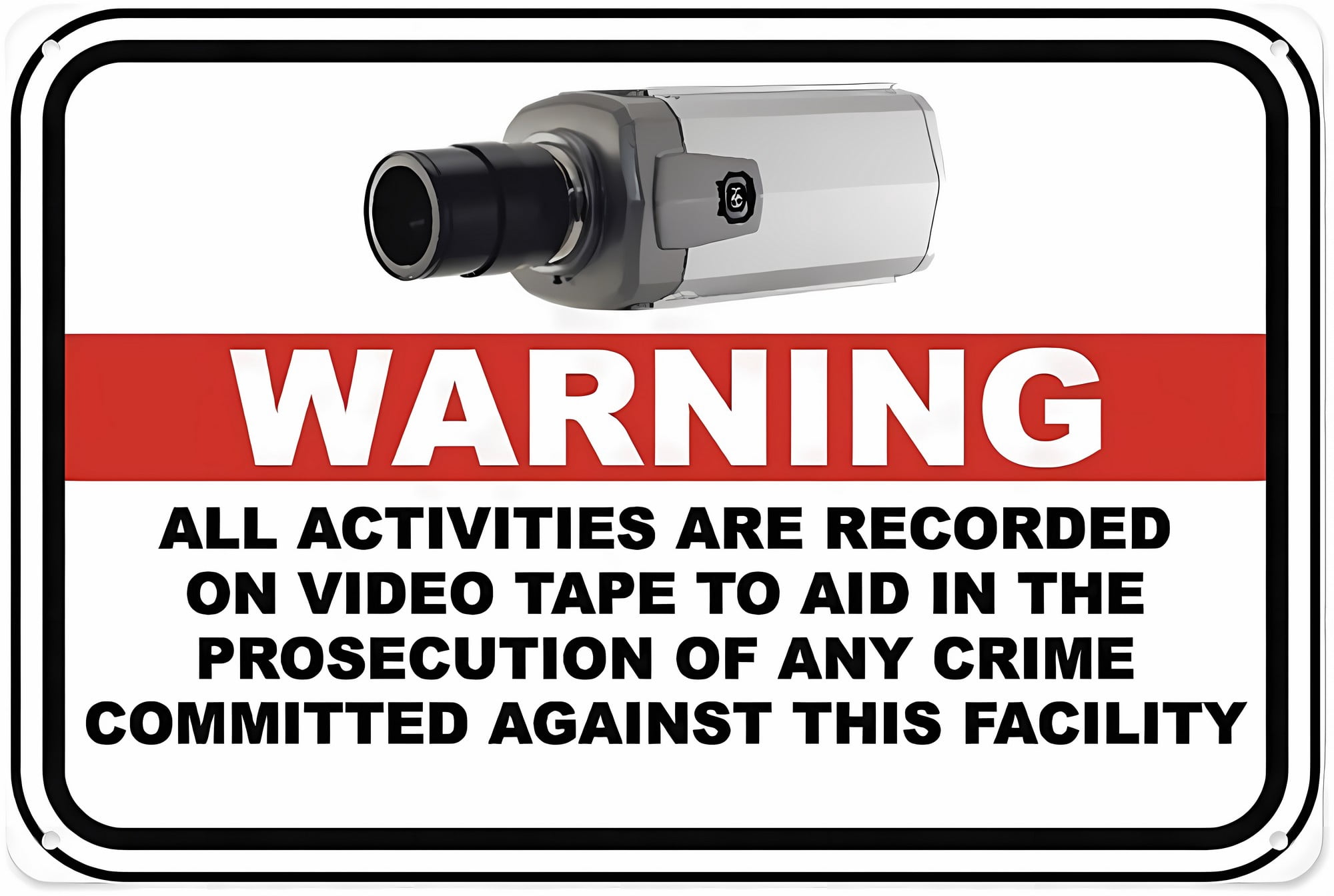 Activities Recorded On Video Sign, 8"x12" Aluminum Tin Warning Sign ...
