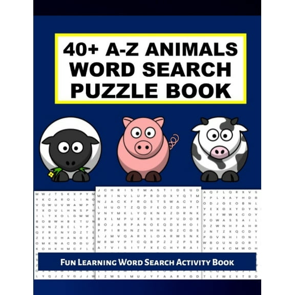 Activity Book Word Search : 40+ Puzzles To Solve, A-Z Animals (Paperback)