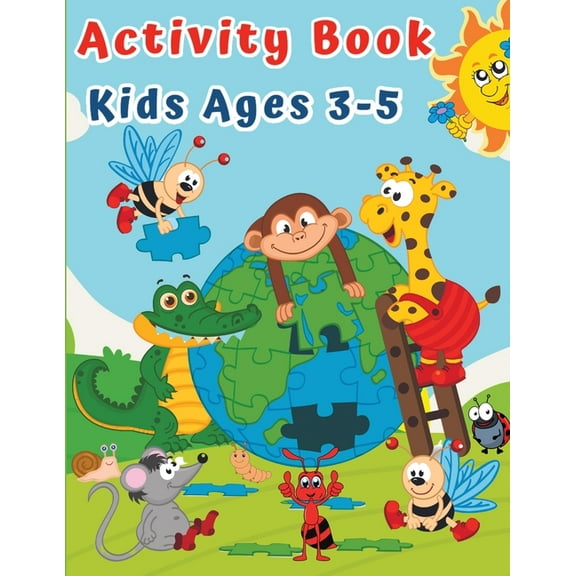 Activity Book for Kids Ages 3-5: Puzzles for Children Preschoolers & Toddlers with Coloring, Tracing, Dot to Dot, Ma, (Paperback)