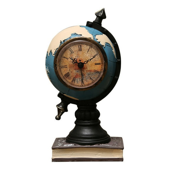 Offer Countdown! European And Style Spherical For Home Living Room Study Desktop Home Clock (Blue) Desktop Ornament Practical Home Decor 4.3" X 2.8" X 11.8"