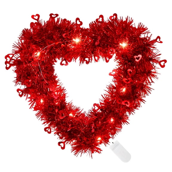 Offer Countdown! Led Light Heart Garland Valentine'S/Wedding Romance Wreath Practical Home Decor 11.8" X 11.8"