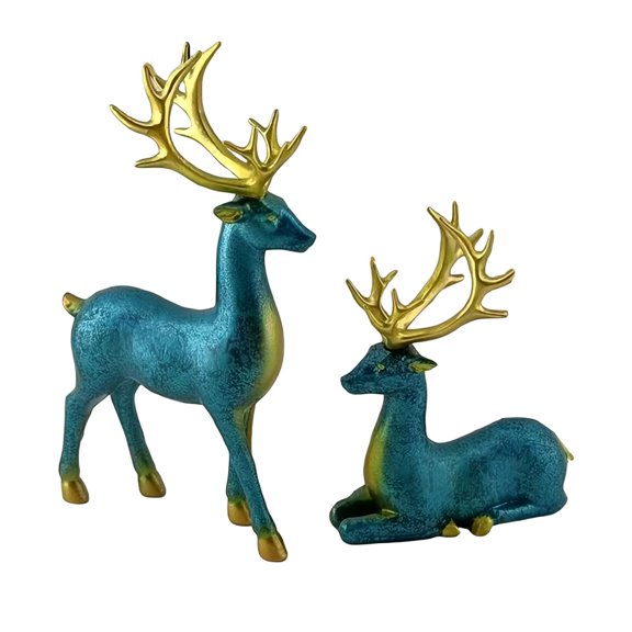 Offer Countdown! Two Reindeer A Pair Of Reindeer Statues Shiny Electroplated Metal Non Fading Deer For Living Room Bedroom Bookshelf And Desktop Ornament Practical Home Decor