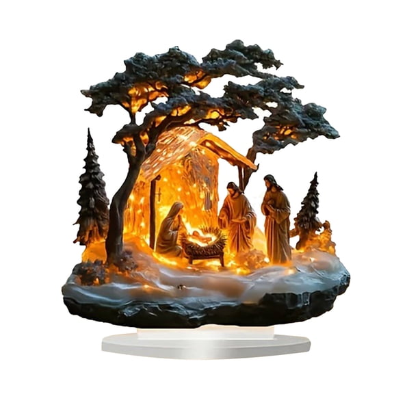 Sale Countdown! Village Manger Scene Indoor Baby Tabletop Scenes Figures Desktop Ornament Practical Home Decor 7.9"