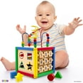 thumbnail image 1 of Activity Cube With Bead Maze - 5 in 1 Baby Activity Cube Includes Shape Sorter, Abacus Counting Beads, Counting Numbers, Sliding Shapes, Removable Bead Maze - My First Baby Toys Play22USA, 1 of 11