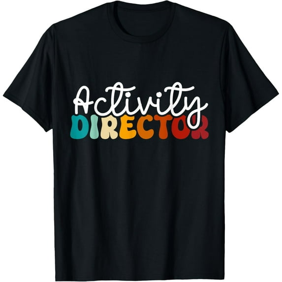 Activity Director Appreciation Groovy Activity Coordinator T-ShirtMen's and women's gift, black and white T-shirt, size: Extra large S-4XL