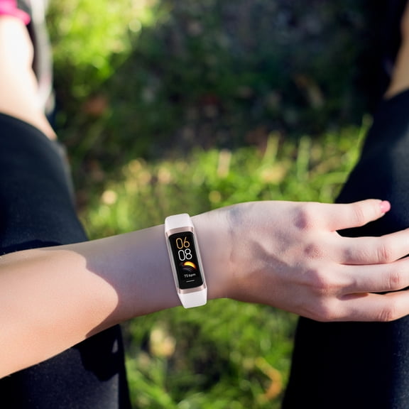 Activity & Fitness Trackers, Pedometer Step Counter, Activity Tracker for Exercise, Rechargeable Blood Pressure Monitor, White Wearable Smart Band with Crisp Hd Display, Tracks