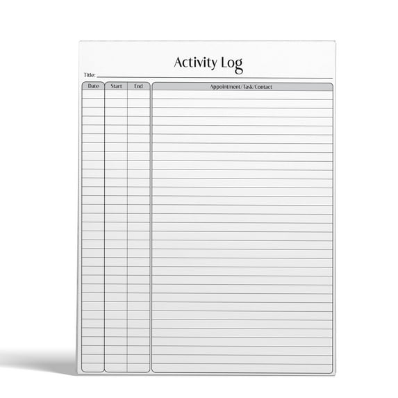 Activity Log Notepad, 8.5" x 11", Planning Note Pad, 50 Sheets, Daily Time Tracking Productivity Checklist Organizer, by Better Office Products (1 Pack)
