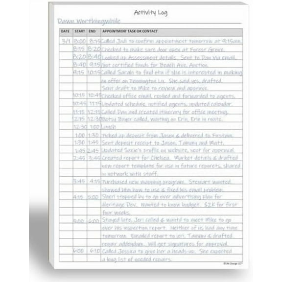 Activity Log Notepad  Daily Tracker Planning Pad for Office Productivity, Task Tracking & Time Management Planner  Work Communication Logbook Timesheet, Get Organized  8.5 x 11 Legal Pad, 60 Page