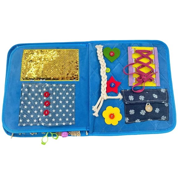 Activity Mat for Individuals w/Cognitive Needs,Sensory Fidget Blanket w/Buckles and Buttons,Adult Tactile Lap Pad for Memory Support,Portable Flip Design for Cognitive Well-being,Promotes Calmness
