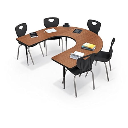 Activity Table - Horseshoe - Gray Nebula Top Surface - Black Edgeband