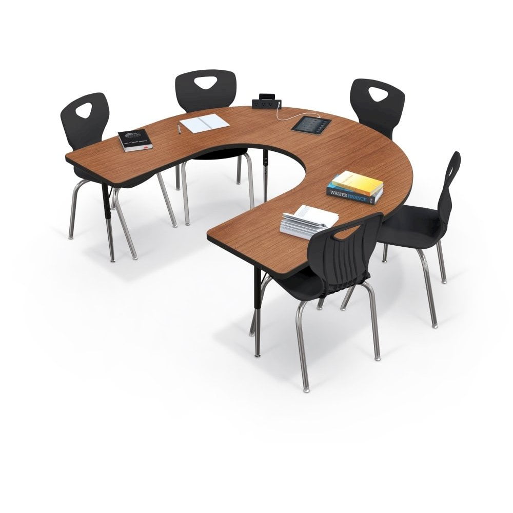 Horseshoe Activity Table with Adjustable Black Steel Legs