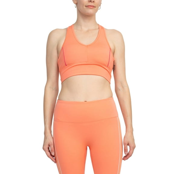 Activology Deep V Pop Piping Racer Back Interlock Bra-FUSION CORAL / S