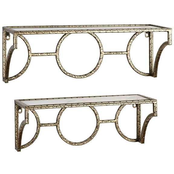 Acton Wall Shelves Aged Gold Set of Two 2
