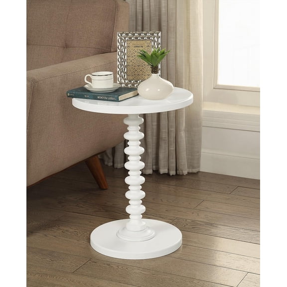 Space-Saving Wood-Look Coffee Table with Round Pedestal for Living Room, Easy to Clean