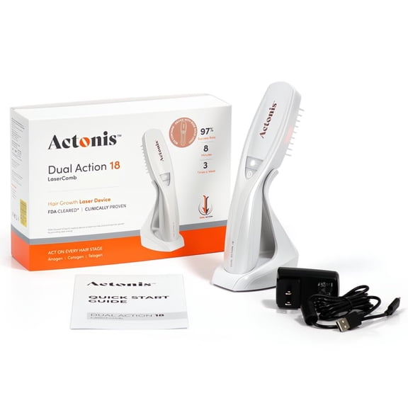 Actonis Dual Action 18 Laser Comb (FDA Cleared), 100% Medical-Grade Dual Wavelength Lasers, Hair Growth Device, Red Light Therapy For Hair Growth and Regrowth (Rose Gold)