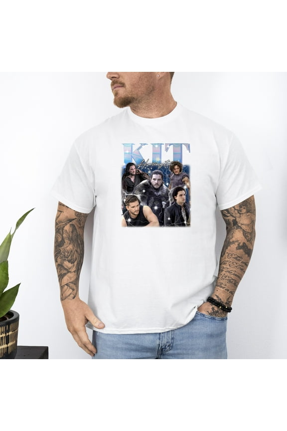Actor Kit Harington Game of Thrones Jon Snow Vintage Homage T-Shirt Unisex, for men & women, up to size 5XL