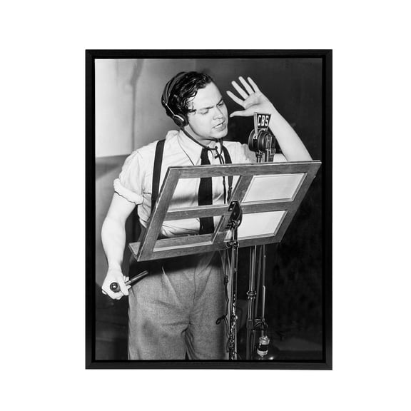 Actor Orson Welles Studio Photograph Black Framed Canvas Wall Art Print 12X16"