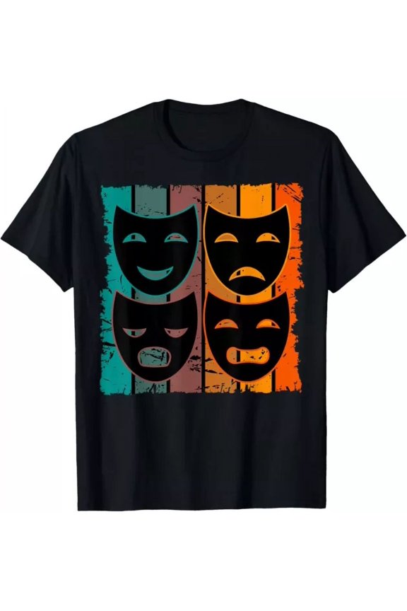 Actor Retro Vintage Theatre Mask Performer Artist Performer T-Shirt Unisex S-5Xl Hot Trending Shirt, Vintage Birthday Gift