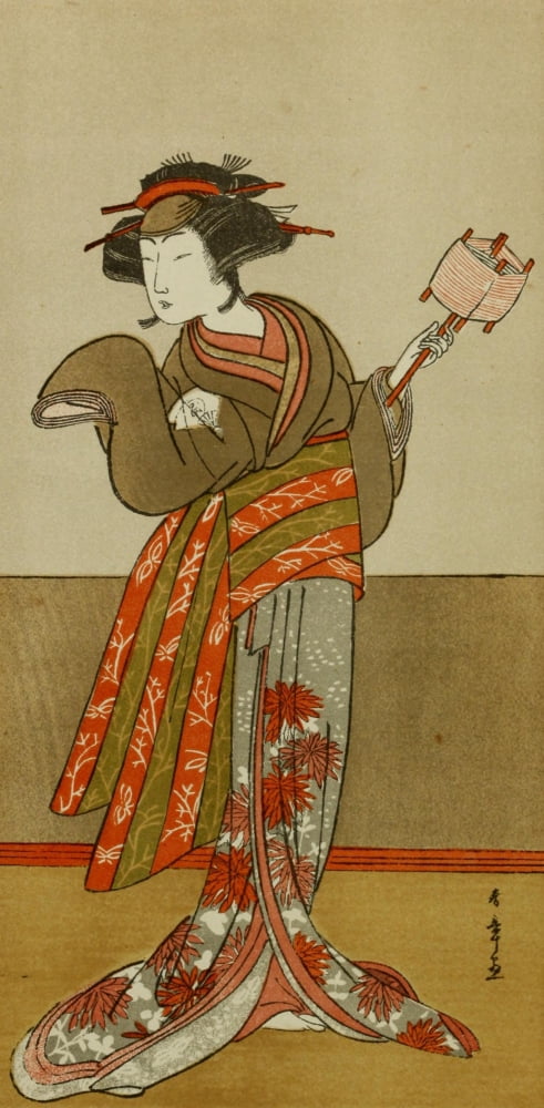 Actor playing the female part in Udamaki Japanese Illustration 1904 Canvas Art - Katsukawa Shunso (18 x 24)