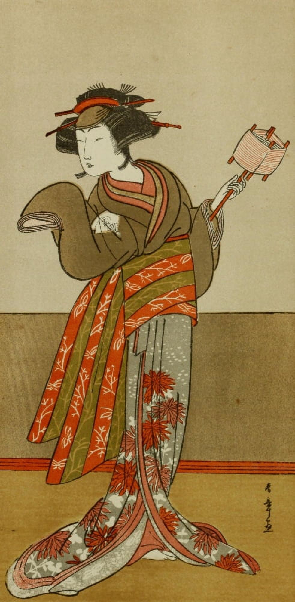 Actor playing the female part in Udamaki Japanese Illustration 1904 Canvas Art - Katsukawa Shunso (24 x 36)