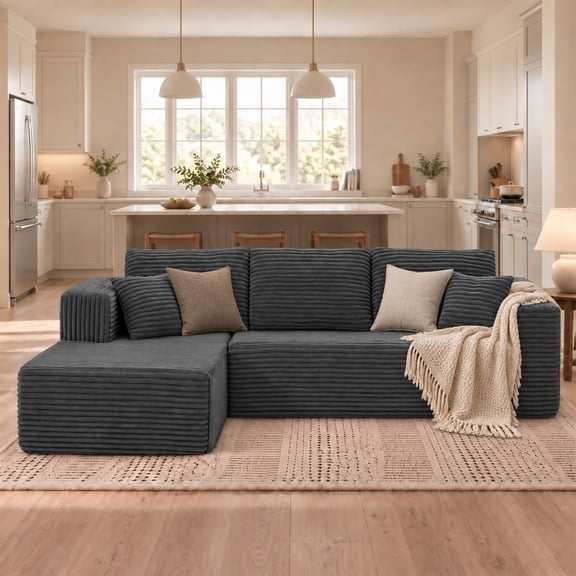 Actoroom 106" Convertible Sectional Sofa, L-Shaped Modular Cloud Couch with Chaise,Oversized Boneless Couch for Living Room,Gray