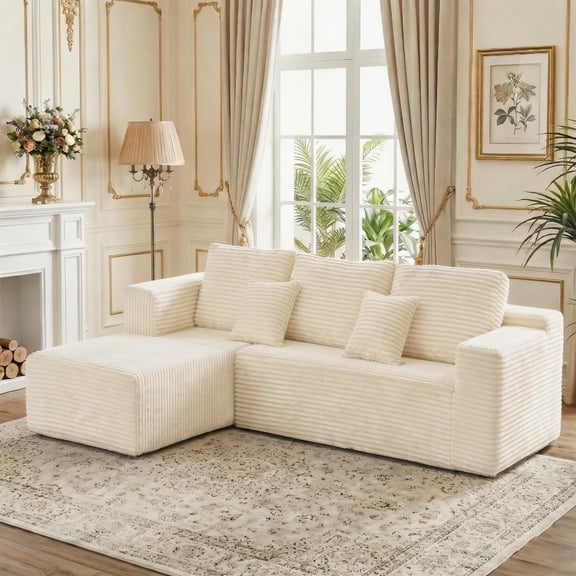 Actoroom 106" Modular Sectional Couch, L-Shape Boneless Cloud Couch, 4 in 1 Convertible Upholstered Sofa for Living Room Small Space, White