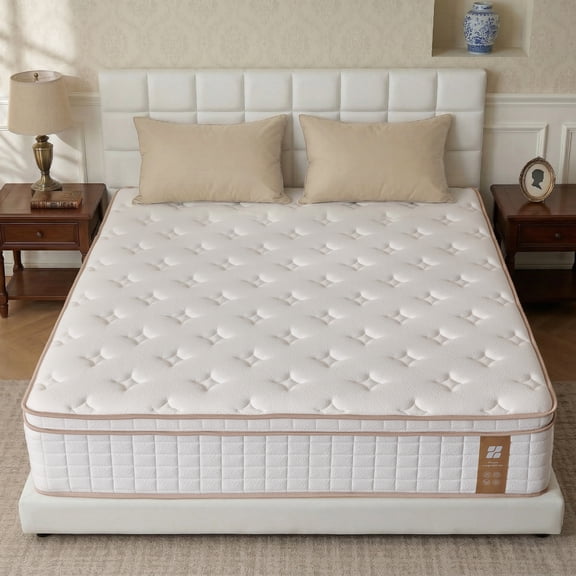 Actoroom 14 inch Full Size Mattress, Memory Foam Hybrid Mattress in a Box for Back Sleepers, Medium Firm, Pressure Relief, White