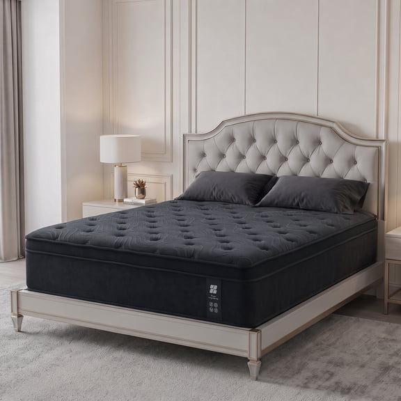 Actoroom 16 inch Memory Foam Mattress Queen Size in a Box, Medium Firm Queen Hybrid Mattress with Individual Pocket Spring, Black, CertiPUR-US