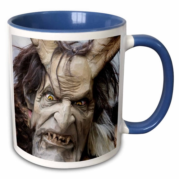 3drose, Actors Dressed as Demons at Krampuslauf, Munich, Germany, 11oz Two-tone Blue Mug