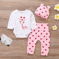 thumbnail image 1 of Actoyo 0-18M Newborn Baby Girl Giraffe Romper + Polka Dot Long Pant with Hat 3-piece Outfits Set, 1 of 11