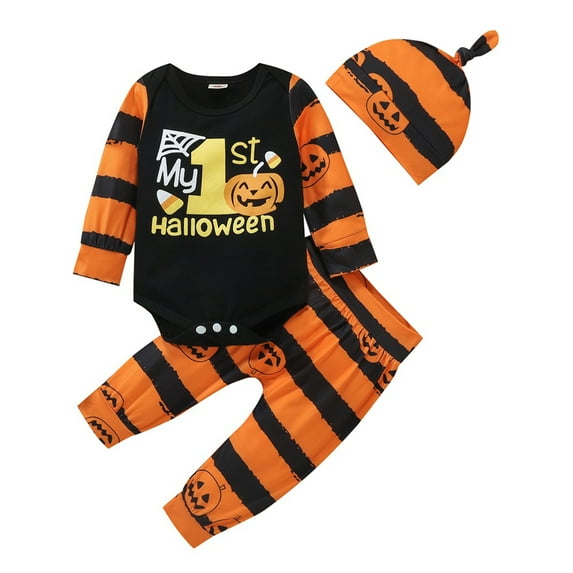 Actoyo 3PCS Halloween Baby Boys Girls Romper Long Pants Outfits Set Clothes 0-24M