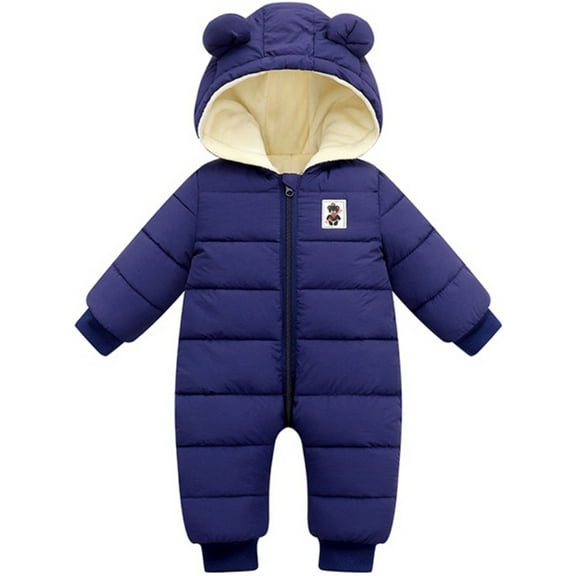 Actoyo Baby Boy Girl Winter Warm Ear Hooded Romper Jumpsuit Jacket Overcoat Thick Down Coat