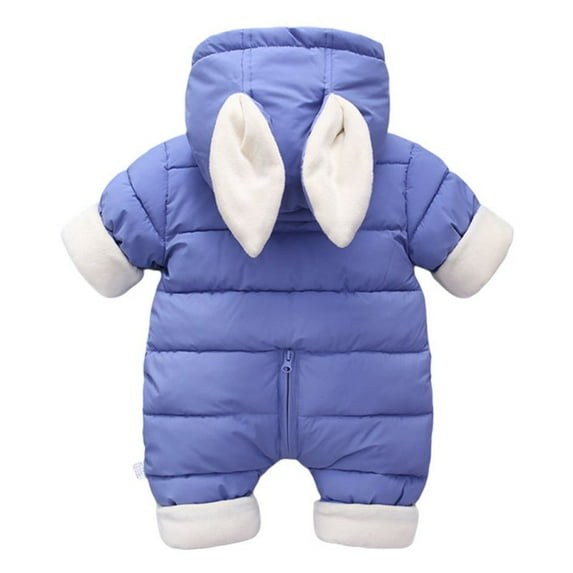 Actoyo Baby Girl Boy Rabbit Ear Hooded Down Coat Jumpsuit Winter Warm Fleece Romper Bodysuit