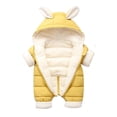 thumbnail image 1 of Actoyo Baby Girl Boy Rabbit Ear Hooded Down Coat Jumpsuit Winter Warm Fleece Romper Bodysuit, 1 of 5