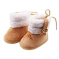 thumbnail image 1 of Actoyo Baby Girls Bow Tie Winter Boots Toddler Prewalker Shoes First Walkers Warm Snow Booties Boot Brown 6-12 Months, 1 of 10
