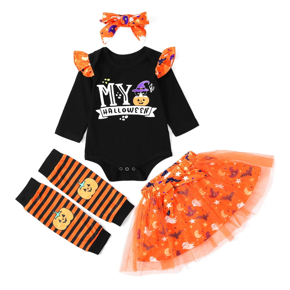 Actoyo Baby Girls Halloween Outfits Costume Cute Romper+ Tutu Skirt+