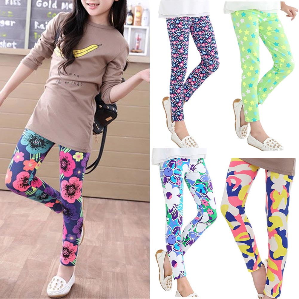 2021 Girls Legging Floral Pants For Kids 1-12years Teenager Skinny Trousers  Children Slim Leggins Baby Clothing