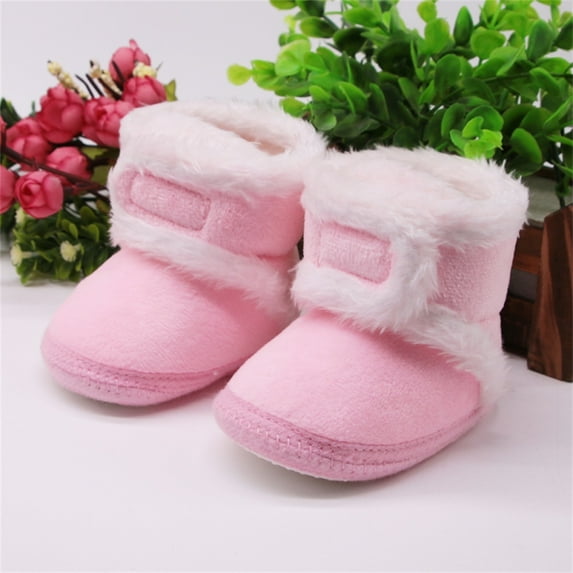 Actoyo Infant Baby Boys Girls Winter Snow Boots Anti-Slip Soft Sole Outdoor Newborn Shoes Pink 12-18 Months