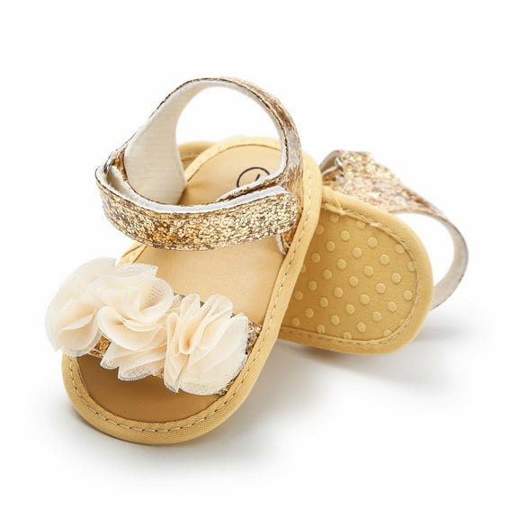 Actoyo Infant Baby Girls Summer Sandals with Flower Soft Sole First Walker Crib Dress Shoes 0-18M