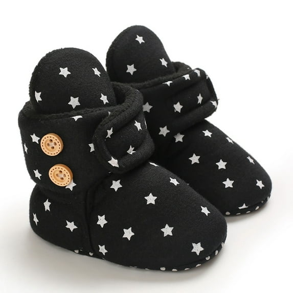 Actoyo Infant Boots Winter Baby Girl Boy Shoes Soft Sole Anti-Slip Toddler Snow Warm Prewalker Newborn Boots Black 6-12 Months