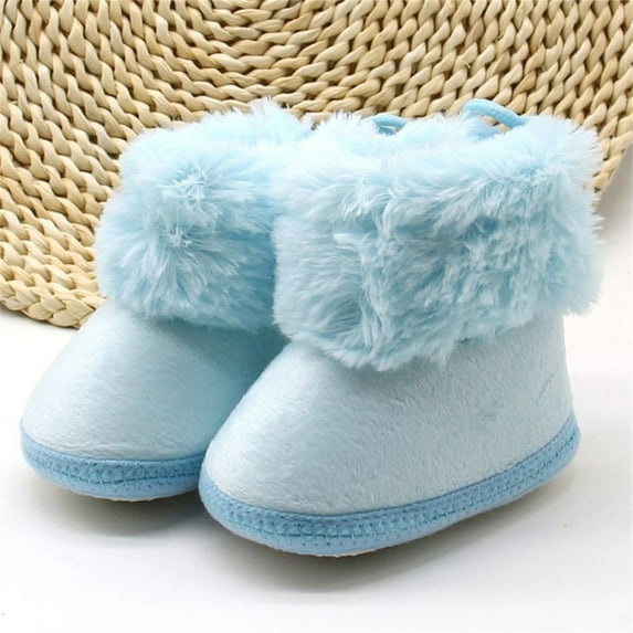 Actoyo Infant Boots Winter Warm Baby Girl Shoes Anti-Slip Toddler Snow Boots Prewalker Newborn Slippers Blue 6-12 Months