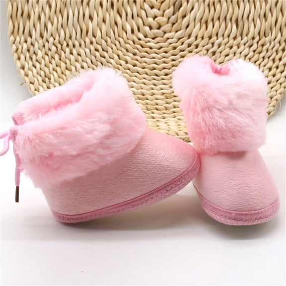 Actoyo Infant Boots Winter Warm Baby Girl Shoes Anti-Slip Toddler Snow Boots Prewalker Newborn Slippers Pink 0-6 Months