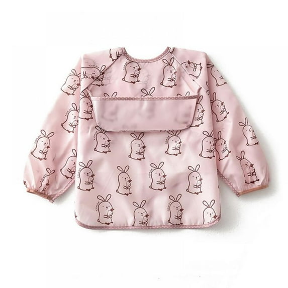 Actoyo Infant Toddler Baby Waterproof Bib Cute Printed Long Sleeved Baby Bib 6-45Months