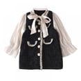 thumbnail image 1 of Actoyo Kids Girls Baby Dress Long Sleeve Bow Party Tweed Tutu Dresses Outfit, 1 of 9
