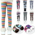 thumbnail image 1 of Actoyo Kids Girls Printed Stretch Leggings Ankle Length Kids Child Fleece Inside Leggings Printing Flower Soft Long Pants Rainbow 11-12 Years, 1 of 11