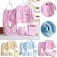thumbnail image 1 of Actoyo Newborn Baby Girls 5 Piece Layette Set- Bodysuit Pants Hat Bib, Christmas Gift Pink 0-3 Months, 1 of 3