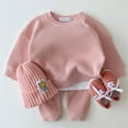 thumbnail image 1 of Actoyo Toddler Baby Cotton Kintting Outfits Sets Kids Boys Girls Fall Loose Tracksuit Pullovers Tops+Pants 2PCS Sets Clothes, 1 of 12